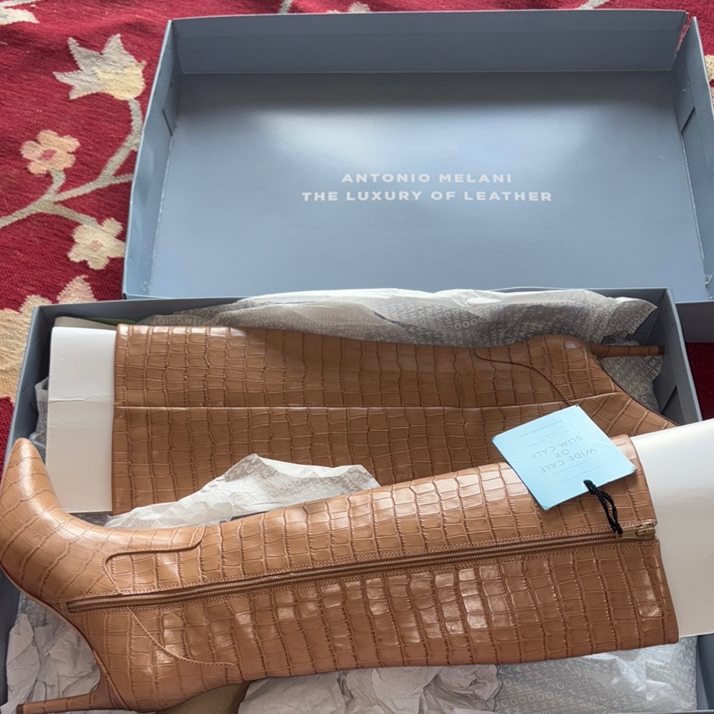 Antonio Melani Croc-Embossed Leather Boots